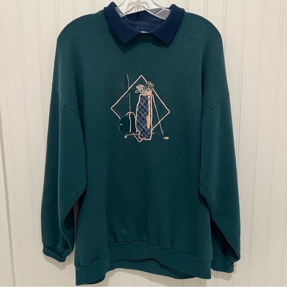 Vintage Golf Embroidery  Sweatshirt with Collar size XL - Picture 1 of 6